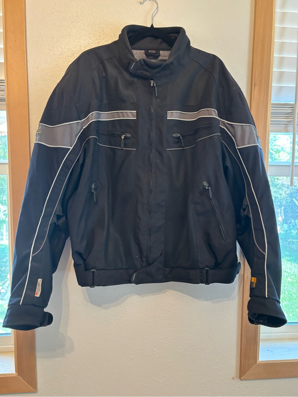 Olympia Moto Sports Men's Black and Gray Technical Motorcycle Jacket XXL